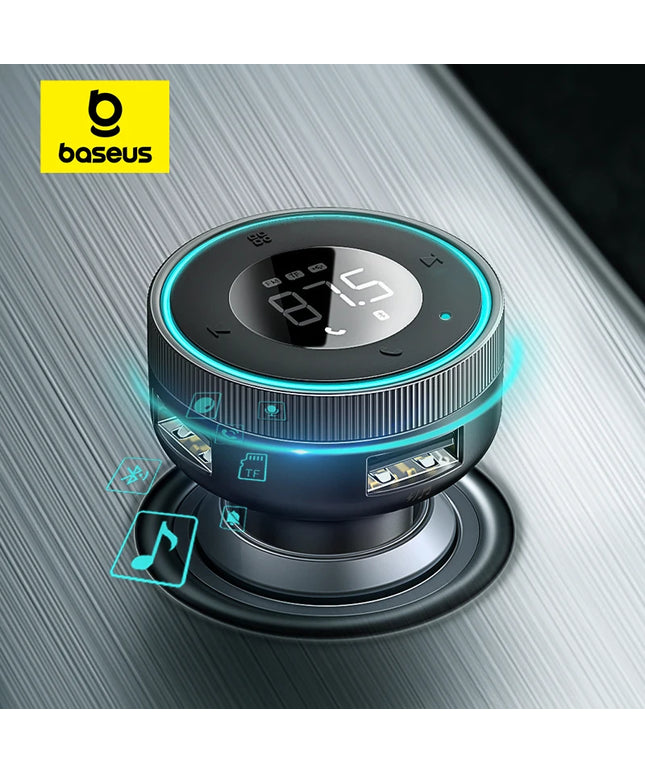 Baseus FM Modulator: Bluetooth 5.0 Music Adapter with 3.4A Dual USB Car Charger