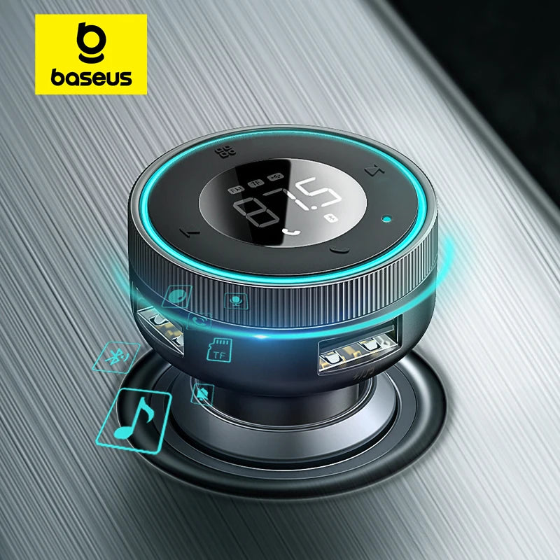 Baseus FM Modulator: Bluetooth 5.0 Music Adapter with 3.4A Dual USB Car Charger