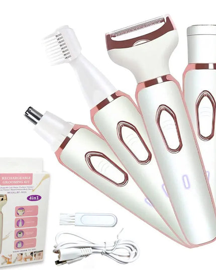 4-in-1 Electric Razor for Women: Portable Painless Shaver for Body, Face, and Bikini