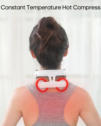 Smart 4-Head Neck Massager: Adjustable Strength, USB Charging, and Intelligent Voice Heating (White)