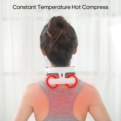 Smart 4-Head Neck Massager: Adjustable Strength, USB Charging, and Intelligent Voice Heating (White)