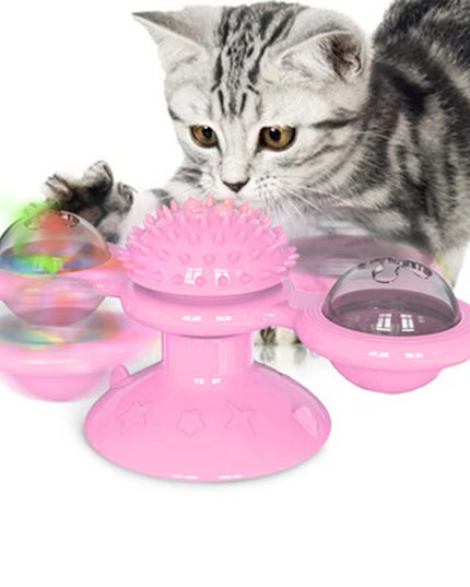 Interactive Windmill Cat Toy: Puzzle Game with Whirligig Turntable for Kittens