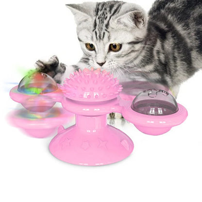 Interactive Windmill Cat Toy: Puzzle Game with Whirligig Turntable for Kittens