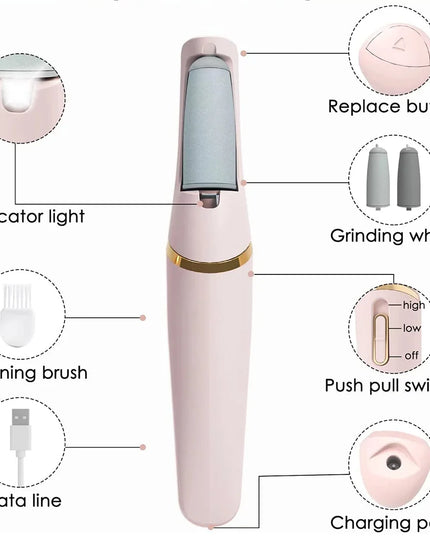 Rechargeable Foot File: Electric Pedicure Tool for Dead Skin and Callus Removal