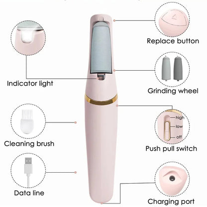 Rechargeable Foot File: Electric Pedicure Tool for Dead Skin and Callus Removal