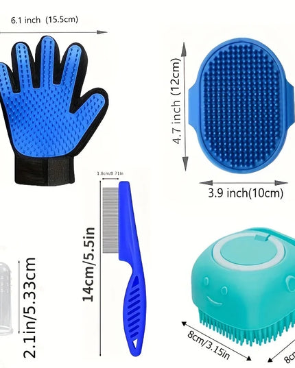 8-Piece Pet Grooming Set: Hair Removal Comb, Flea Comb, Shampoo Brush, Nail Clippers, and Toothbrush