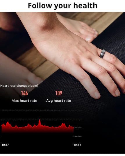 Heart Rate and Blood Oxygen Monitoring Smart Ring: Waterproof (IP68 & 5ATM) for Active Lifestyles