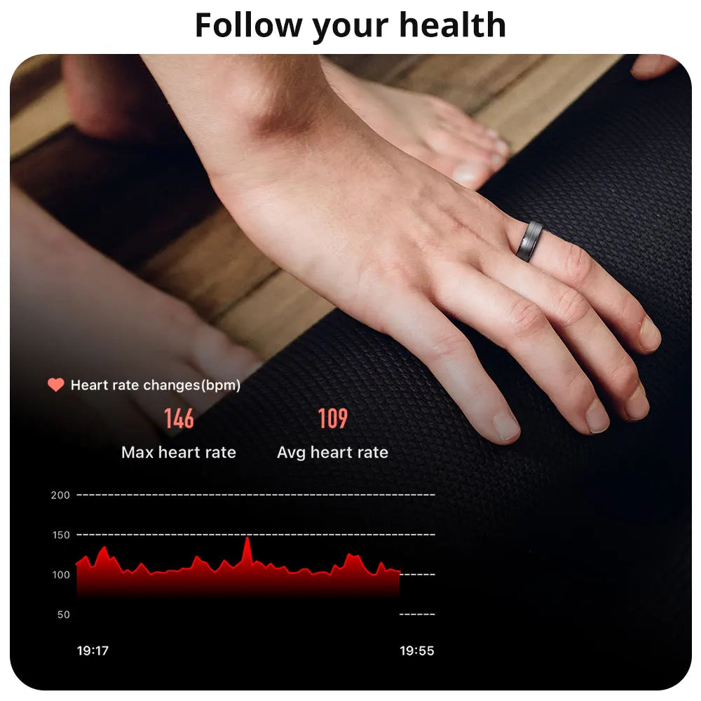 Heart Rate and Blood Oxygen Monitoring Smart Ring: Waterproof (IP68 & 5ATM) for Active Lifestyles