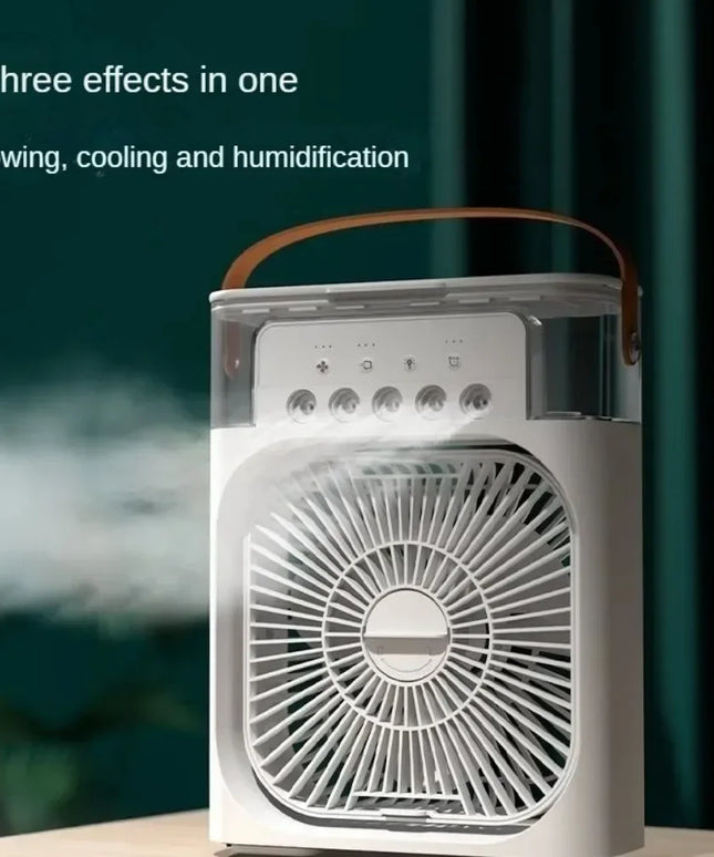 USB Desktop Humidifier Fan: Portable Cooling Spray Fan with LED Lights for Home and Office