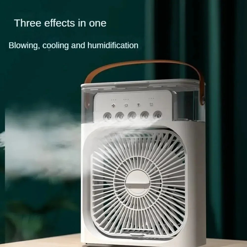 USB Desktop Humidifier Fan: Portable Cooling Spray Fan with LED Lights for Home and Office