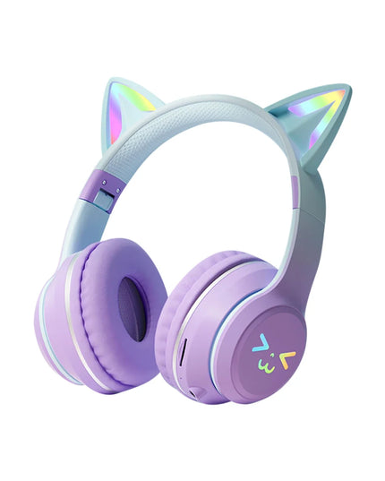 Wireless Cat Ear Headphones: RGB Light-Up Bluetooth Earphones for Music and Gaming