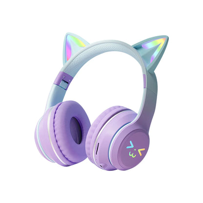 Wireless Cat Ear Headphones: RGB Light-Up Bluetooth Earphones for Music and Gaming