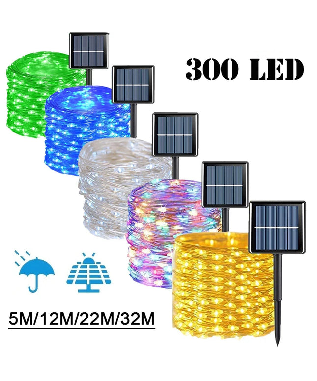 Outdoor Solar String Lights: 7M/12M/22M/32M LED Twinkle Fairy Lights for Christmas and Patio Decor
