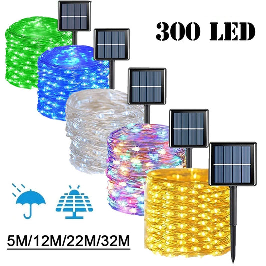 Outdoor Solar String Lights: 7M/12M/22M/32M LED Twinkle Fairy Lights for Christmas and Patio Decor