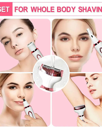 4-in-1 Electric Razor for Women: Portable Painless Shaver for Body, Face, and Bikini