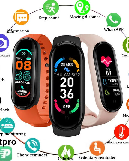 Multi-Function M6 Smart Bracelet: Waterproof Sports Watch with Fitness Tracking Features