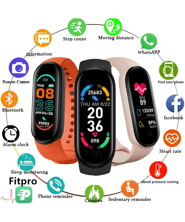Multi-Function M6 Smart Bracelet: Waterproof Sports Watch with Fitness Tracking Features