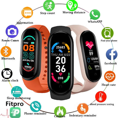 Multi-Function M6 Smart Bracelet: Waterproof Sports Watch with Fitness Tracking Features