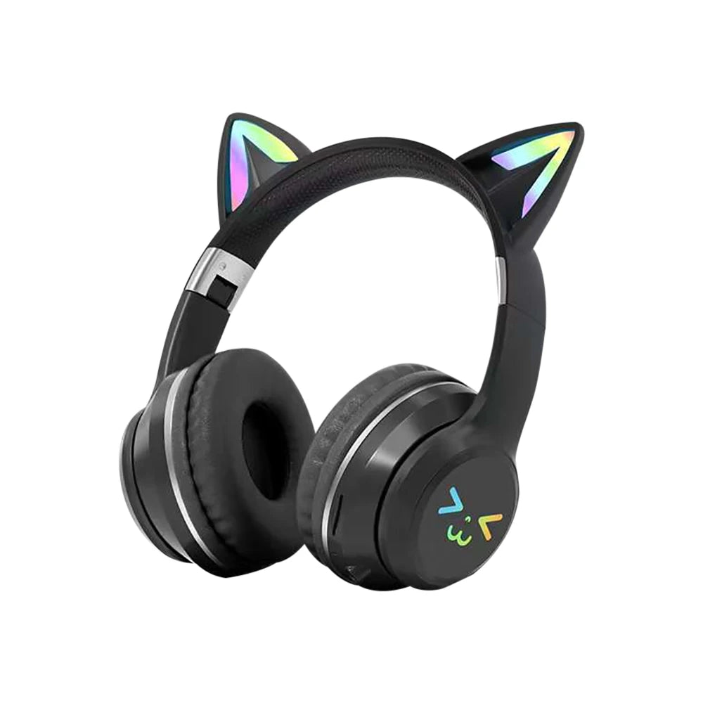 Wireless Cat Ear Headphones: RGB Light-Up Bluetooth Earphones for Music and Gaming