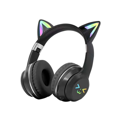 Wireless Cat Ear Headphones: RGB Light-Up Bluetooth Earphones for Music and Gaming