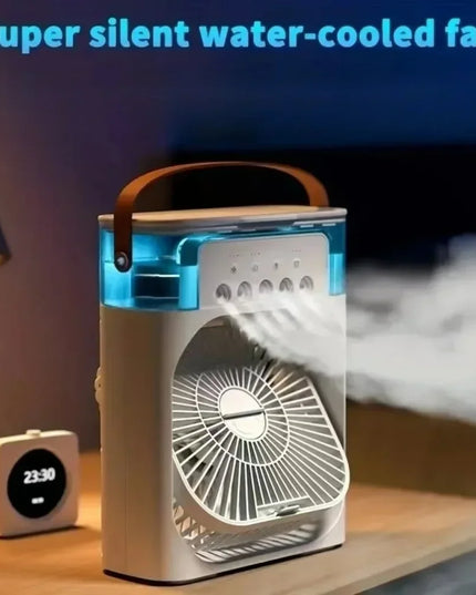 USB Desktop Humidifier Fan: Portable Cooling Spray Fan with LED Lights for Home and Office