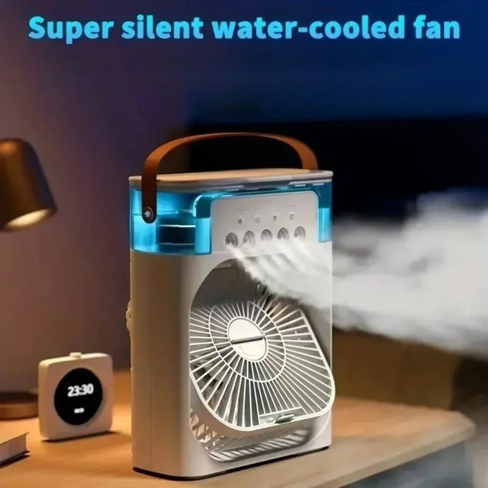 USB Desktop Humidifier Fan: Portable Cooling Spray Fan with LED Lights for Home and Office