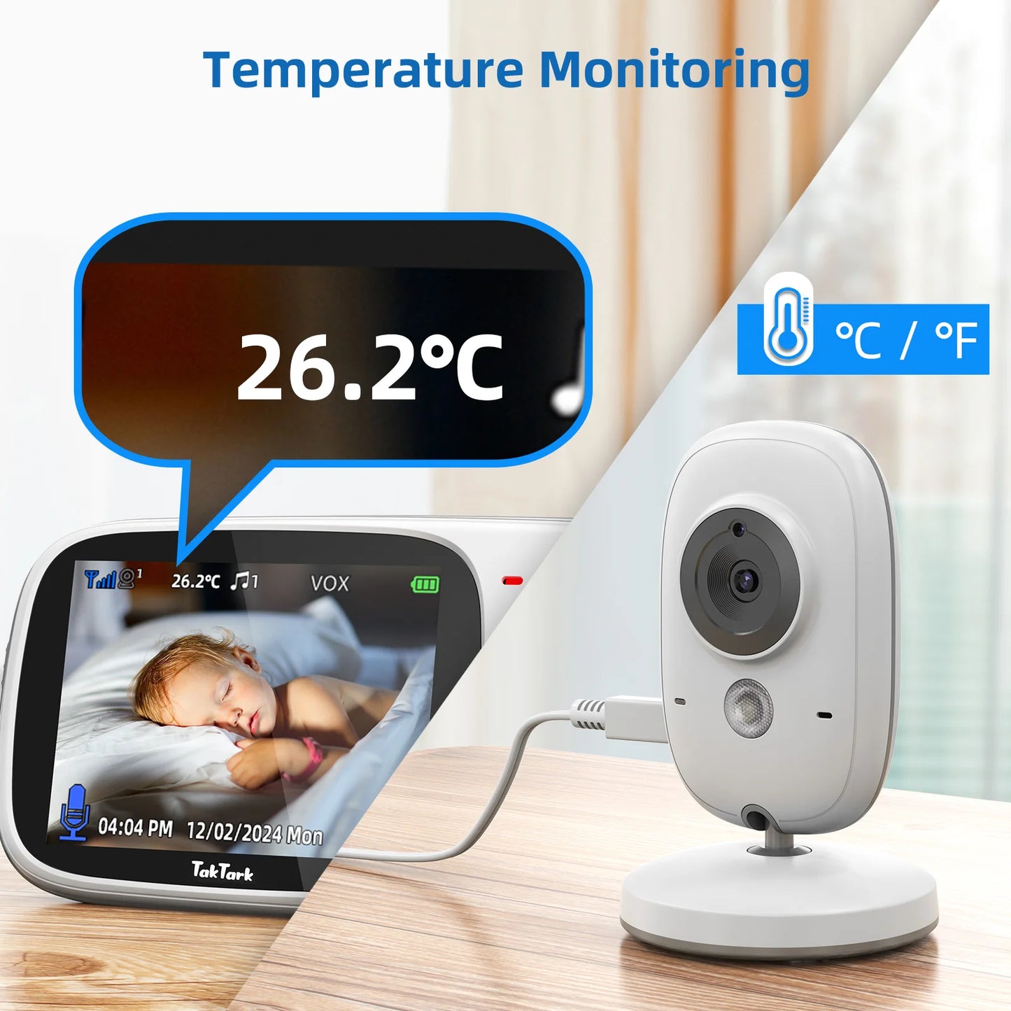 Wireless Video Baby Monitor 3.2-Inch: Auto Night Vision, Intercom, and Temperature Alerts