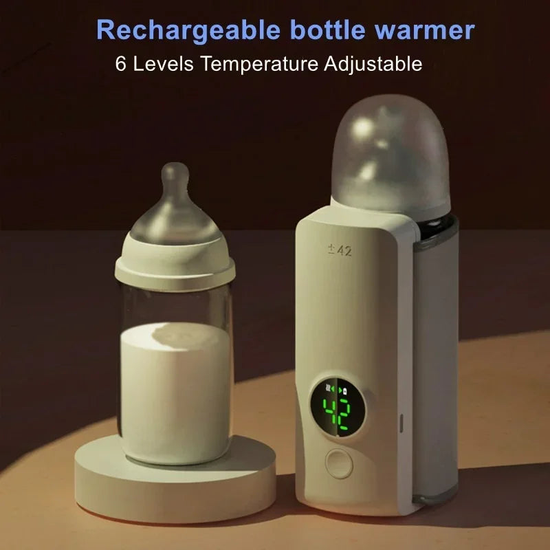 Rechargeable Portable Bottle Warmer: Cordless Milk Warmer with Temperature Control for Travel and Home