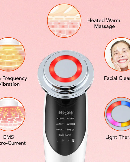 Multifunctional EMS Microcurrent Face Lifting & LED Skin Rejuvenation Massager