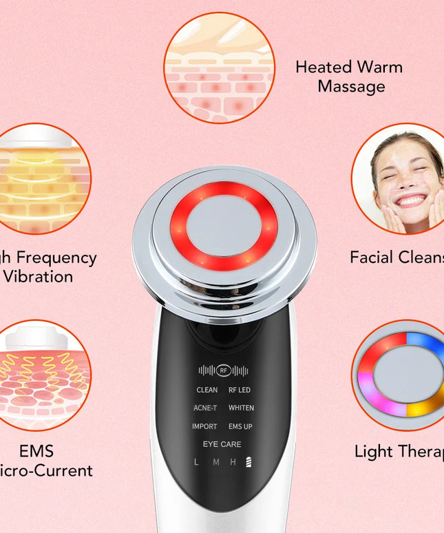 Multifunctional EMS Microcurrent Face Lifting & LED Skin Rejuvenation Massager