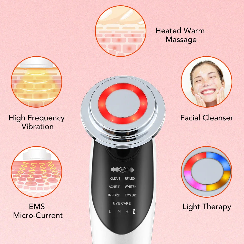 Multifunctional EMS Microcurrent Face Lifting & LED Skin Rejuvenation Massager