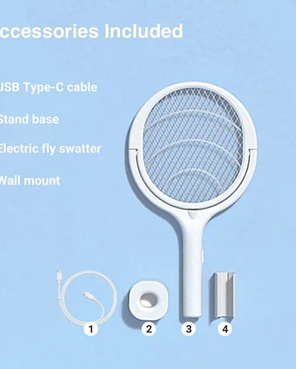 5-in-1 Fast Charging Electric Mosquito Swatter: Adjustable Battery-Powered Bug Zapper Lamp