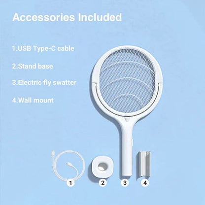 5-in-1 Fast Charging Electric Mosquito Swatter: Adjustable Battery-Powered Bug Zapper Lamp