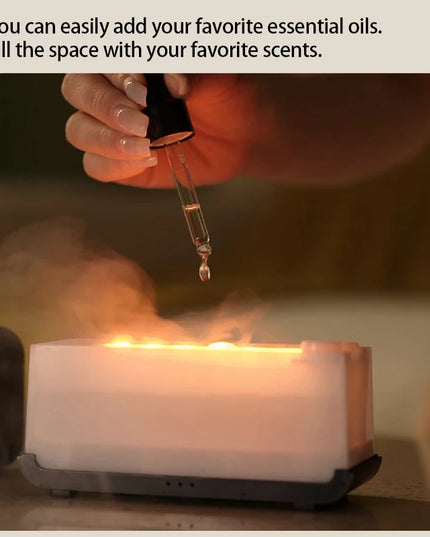 Aromatherapy Humidifier with LED Flame Effect: Mini Timer Diffuser for Home