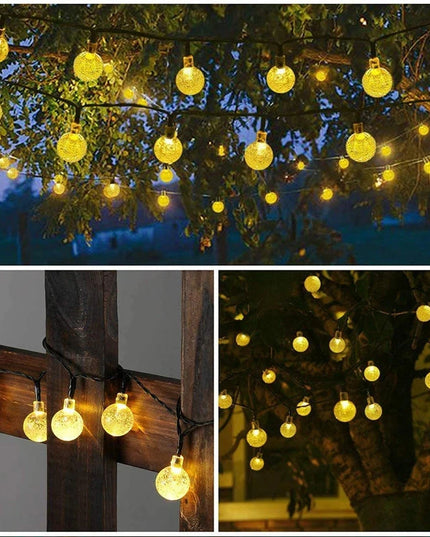 Outdoor Solar Crystal Globe LED Fairy Lights: 60 LEDs with 8 Modes for Parties and Christmas