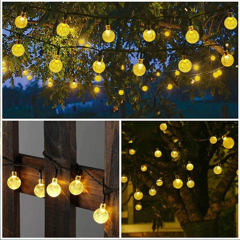 Outdoor Solar Crystal Globe LED Fairy Lights: 60 LEDs with 8 Modes for Parties and Christmas