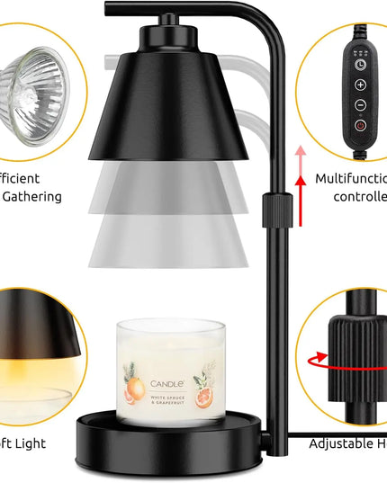 Candle Warmer with Timer: Dimmable Electric Wax Melt Lamp for 3-Wick Scented Candles