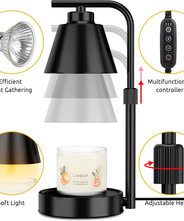 Candle Warmer with Timer: Dimmable Electric Wax Melt Lamp for 3-Wick Scented Candles