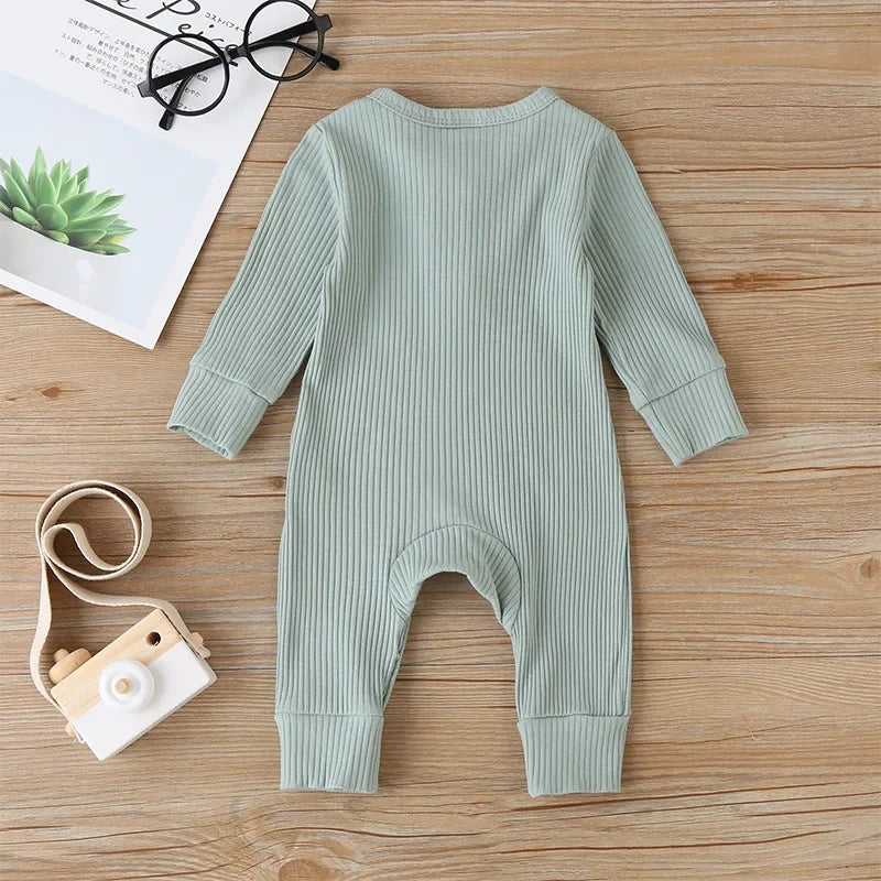 Autumn Cotton Romper for Newborns: Long Sleeve Playsuit for Infants