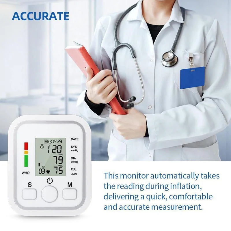 Voice Digital Arm Blood Pressure Meter Medical Pressure Tonometer Tensiometer Baumanometer Pulse Sphygmomanometer