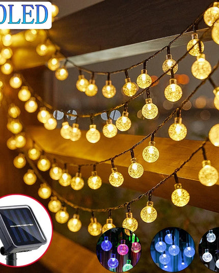 Outdoor Solar Crystal Globe LED Fairy Lights: 60 LEDs with 8 Modes for Parties and Christmas