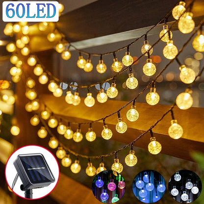 Outdoor Solar Crystal Globe LED Fairy Lights: 60 LEDs with 8 Modes for Parties and Christmas