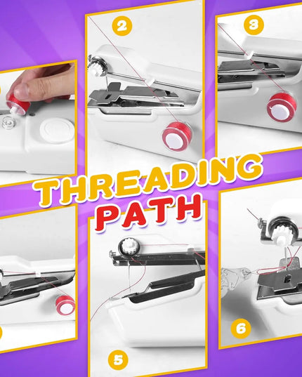 Portable Mini Sewing Machine: Compact Handheld Needlework Tool with Bobbin for DIY Projects