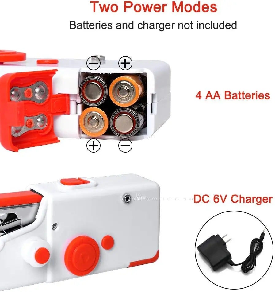 Portable Mini Sewing Machine: Compact Handheld Needlework Tool with Bobbin for DIY Projects
