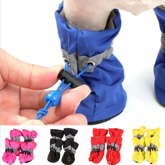 Waterproof Pet Dog/ Cat Shoes (4pcs): Non-Slip Rain Boots for Small Dogs and Cats