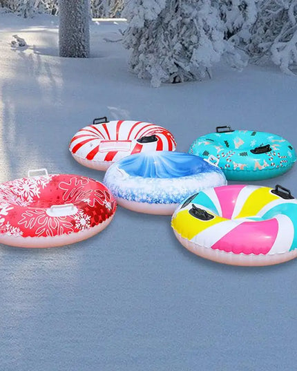 Inflatable Snow Tube for Sledding: Foldable Winter Sledge for Kids and Adults with 2 Handles