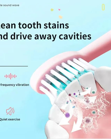 Kids Sonic Electric Toothbrush: Cartoon Design with Ultrasonic Cleaning and IPX7 Waterproofing