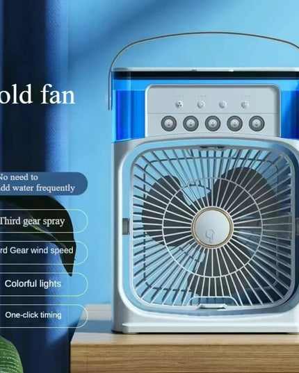 USB Desktop Humidifier Fan: Portable Cooling Spray Fan with LED Lights for Home and Office