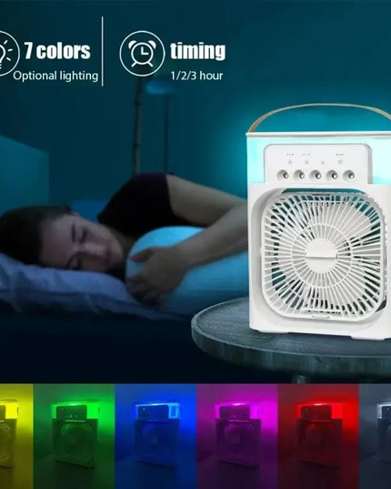 USB Desktop Humidifier Fan: Portable Cooling Spray Fan with LED Lights for Home and Office