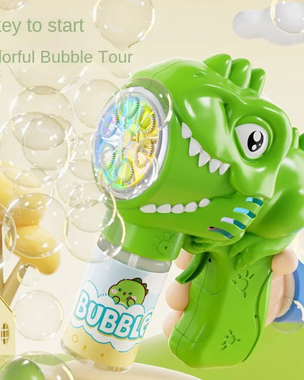 6-Hole Dinosaur Bubble Machine: Fully Automatic Electric Bubble Gun for Kids